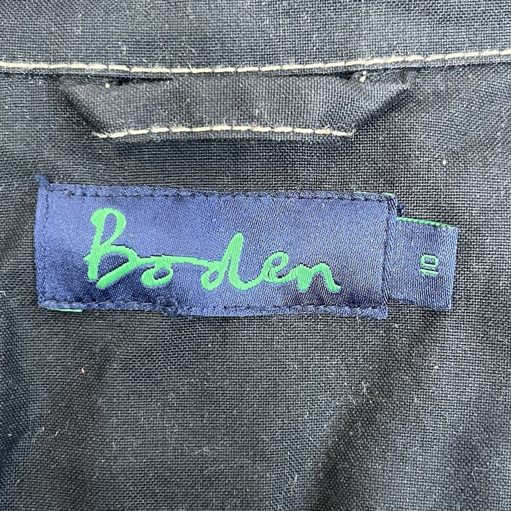 Boden Waxed Cotton Jacket Black Contrast Stitch Utility Pockets Size 10 - Picture 11 of 16